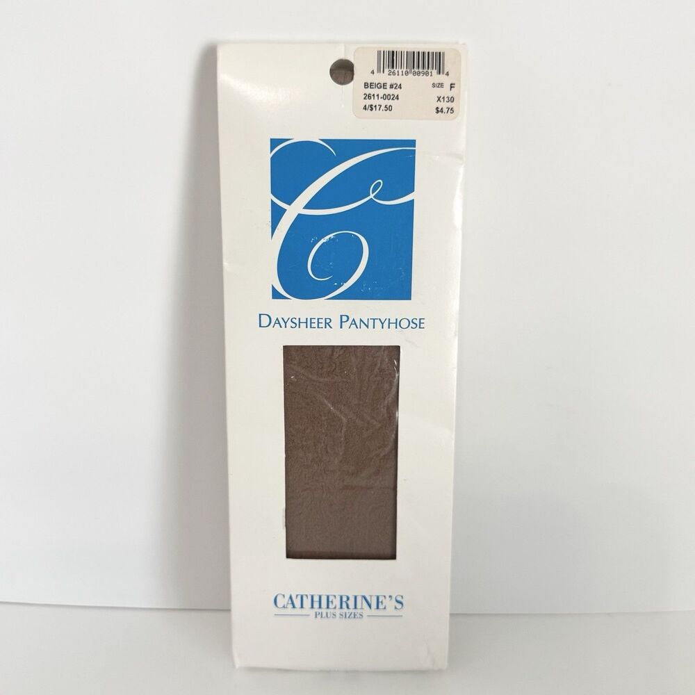 Catherines Day Sheer Pantyhose 1 Pair Plus Size F 400 lbs to 450 lbs Beige #24